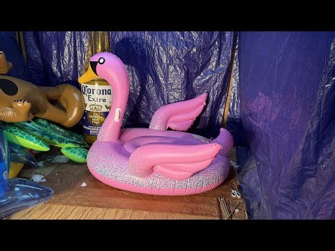 Pop Huge Inflatable Purple Swan With Knitting Needle