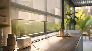 The power source for the blinds a compact battery pack that can be easily rep when needed.