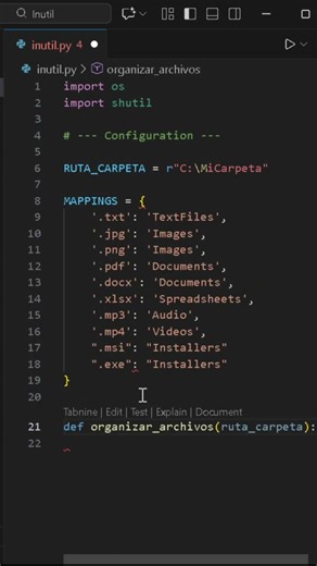 Python desde cero: automatizá tu carpeta en 10s #tutorial #python #programacion
