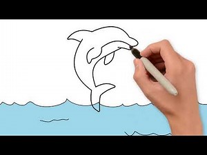Dolphin Drawing, Painting and Coloring for Kids, Toddlers | How to Draw Sea Animals