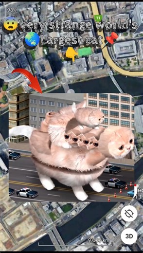 😱I Found very strange giant cat in google maps🌏 #eartheffects89 #trending #shorts #cat #scary