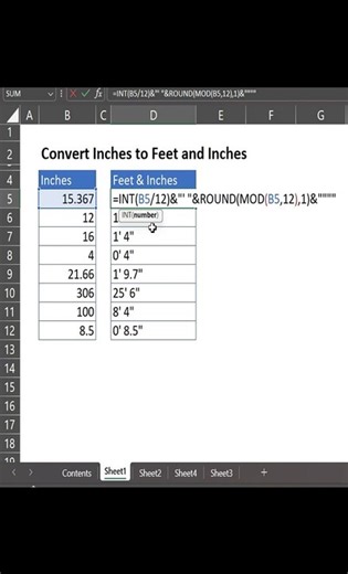 Convert Inches to Feet  #advancedexceltutorial #exceltraining #exceltutorial #freeexceltutorial