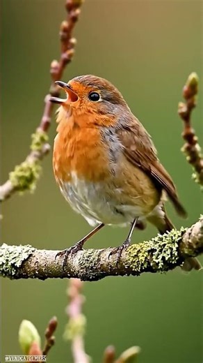 Chubby Robin's Cheerful Song! | Cute Bird ASMR & Peaceful Forest Sounds #shorts"