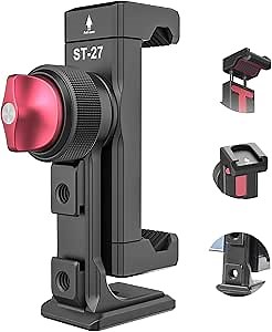 ULANZI ST-27 Metal Phone Tripod Mount, 360° Phone Holder for Tripod w 3 Cold Shoes & Arca Port, Versatile Smartphone Adapter for iPhone 17 16 15, Desktop Tripods, and Live Streaming/Vlogging Setup
