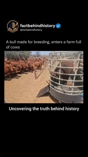 FactBehindHistory on Instagram: "Follow (us ) @fectbehindhistory to learn something New everyday 🧠💫 A breeding bull is a specially selected male cow chosen for its genetics to improve herd quality. It mates with cows on the farm to pass strong traits like growth rate and health to future generations. Selective breeding helps keep dairy and meat cattle productive and resilient.#breedingbull #farmhazard #livestockfacts #selectivebreeding #viralvideo #hazardalert #animalhusbandry #explorepage #ag