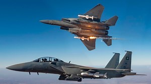 Watch Saudi F-15 Strike Eagles Unleash Harpoon Missiles Against Ship Targets