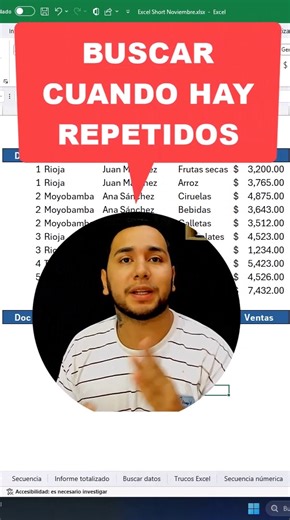 Método para hacer búsquedas cuando hay datos repetidos en Excel con BUSCARV 🔍📄 #Excel #eltiotech #Microsoft | El Tio Tech