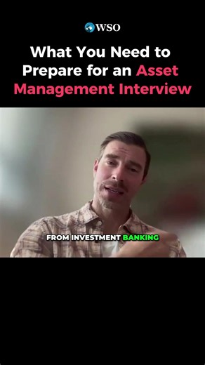 🤔 “I’m done recruiting for investment banking. I want to go into asset management. What should I prepare?” 👇 👌 Tim, WSO Academy’s Head Mentor, explains what you should expect and what questions you should be ready for. 💪 Want help getting interview-ready? ✅ Apply to WSO Academy for 1:1 mentorship with experienced industry professionals >>> Link in Story Highlight 🔗 #investmentbanking #wallstreet #financecareers #assetmanagement #interviewtips