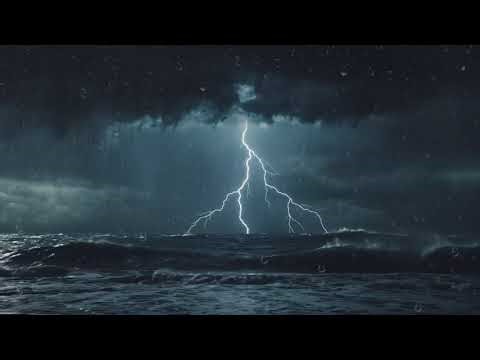 Thunderstorm at Sea - Powerful Lightning & Heavy Rain Over the Ocean | Stormy Weather ASMR