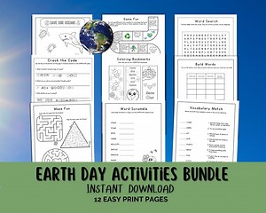 Earth Day Printables Pack for Young Learners, Earth Day Activities for Classroom or Homeschool, Earth Day Worksheets 1st & 2nd Grade - Etsy