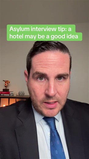 If your asylum interview is more than an hour away, you should strongly consider staying at a hotel the night before. 🏨⚖️ When I was an asylum officer, I often saw people drive several hours for early interviews, waking up at 2 or 3 a.m. just to get there. 😴🚗 By the time the interview started, they were exhausted, and tired people don’t perform at their best. This is one of the most important days of your life. 🧠📄 You need every possible advantage, and being well rested matters more than mo