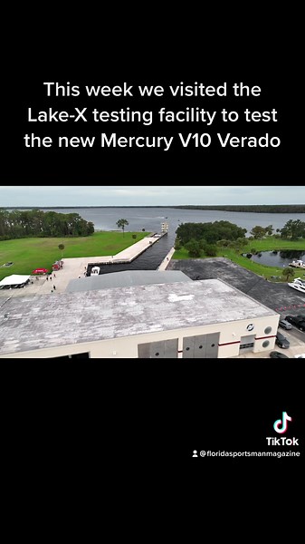 Checking out the new V10 Verado 👀 This week we visited the famed Mercury Marine Lake-X testing facility in central Florida for a glimpse at the new 5.7L V10 Verado outboard available in 350 and 400 hp ratings! Weighing just under 700 pounds and available in 20, 25, 30 and 35-inch shaft lengths, the high displacement, naturally aspirated V10 Verado delivered impressive performance across a wide range of applications. All-new electric steering simplifies rigging and provides a 50% reduction in el
