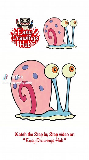 How to draw Gary the Snail from SpongeBob SquarePants 🎨 Daily Videos on Easy Drawings Hub 🐼 #garythesnail #spongebob #spongebobsquarepants #foryou #fyp #drawing #art #learntodraw #howtodraw #drawing