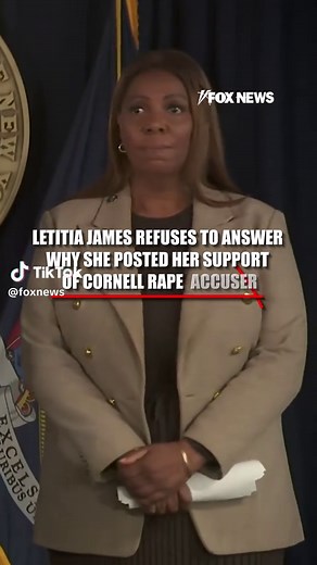 Letitia James says she won’t comment on her OWN Facebook post about the Cornell sexual assault allegations. A reporter pressed New York’s attorney general about the message she posted before she was appointed special prosecutor in the case. In the post, James publicly expressed support for the woman making the allegations, writing that what she describes is “horrific and unacceptable” and adding, “We stand with you.” Now James says she will follow “the facts and the law.” Watch the full exchange