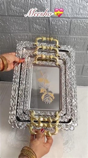 Meesho Usefull Product Royal Serving Tray Collection 👍Premium Designer Tray Set 😍Luxury Home Service