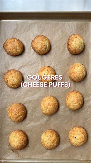 7.9K views · 96 reactions | Peeps, GOUGERES (aka cheese puffs) from my book Salty Cheesy are the perfect party snack. Grab the recipe here: https://www.jessiesheehanbakes.com/2025/01/18/straight-up-gruyere-gougeres-from-salty-cheesy-herby-crispy-snackable-bakes/ Happy snacking (and partying).  #bakingtips | Jessie Sheehan Bakes | Facebook
