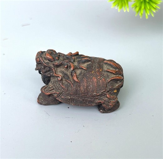 Retro Bronze Dragon Turtle Ornament (1.6 Inches) | Auspicious Beast Statue | Home Decor - Etsy