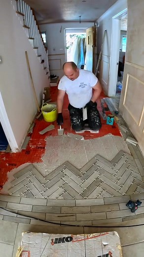 Epic herringbone tile installation 🔥 #tiler #tilers #tiling #nwlondontilers #tiletok #fy #foryou #fyp #herringbone #herringbonepattern #tilesetter
