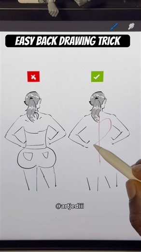 Easy back drawing trick #drawing #drawingtutorial #anatomy #women #howtodraw #shorts #draw