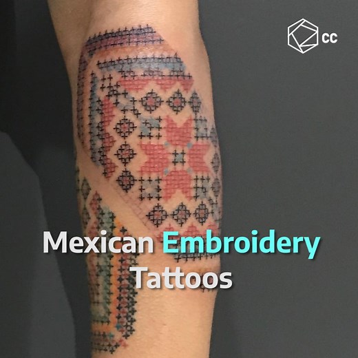 Tattoo artist Tabata has embraced Mexican indigenous culture and turned into world-class art. Want one? Message Maverick Tattoo Parlour. Find more cool designs for embroidery inks on Akbaly. | Cultura Colectiva Video