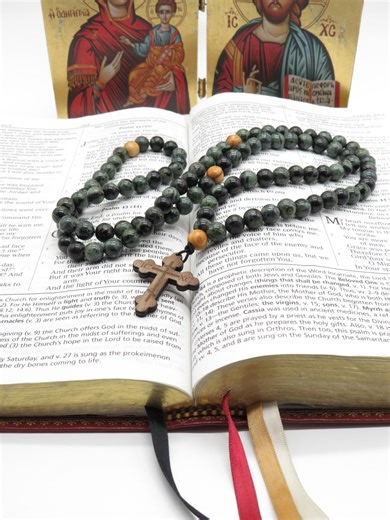 Jasper Gemstone Orthodox Prayer Rope With Walnut Cross - Etsy