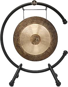 14" Gongs on Meinl Table Gong Stand (TMTGS-M) - Includes Gong, Stand, & Mallet/Sturdy Compact Design/Perfect for 14" Gongs