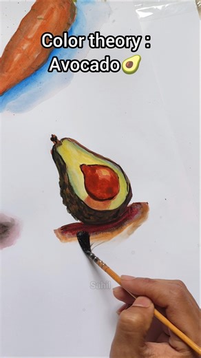 color theory avocado🥑 #art #watercolortutorial #watercolor #colortheory