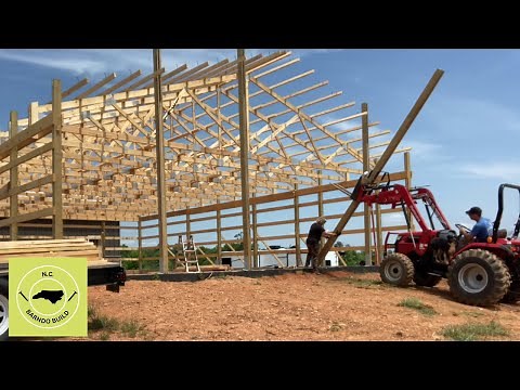 Barndominium House Build | Setting Gable End Posts And Final Truss