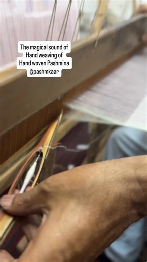 Mr Niyaz our master artisan of hand weaving and kani weaving is weaving a stripe stole here . Making of a Kashmir Pashmina is a result of unwavering devotion of our incredible artisans . #pashmkaar #handloom #luxurytextiles #luxuryfashion #khanmarket | Pashmkaar
