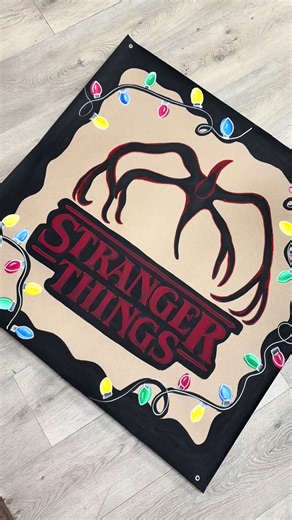 ♥️Stranger things painted banner #paintedbanner #handpainted #birthdaybanner #strangerthings #banner