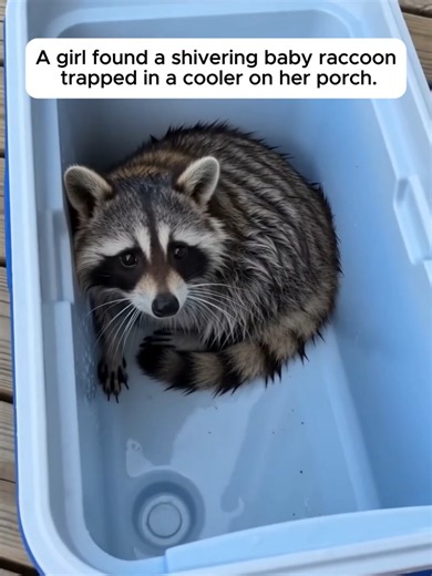 She Saved A Freezing Baby Raccoon In Her Cooler 🥺#love #rescue #animals #wholesome #raccoon