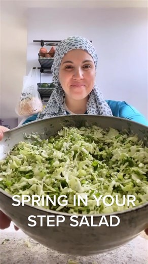 SPRING IN YOUR STEP SALAD 8 cups shredded cabbage 2 packed herbs (I used cilantro parsley) 1 cup chopped scallions 1 big juicy lemon (about 6-7 tbsp) 3/4 tsp kosher Salt 1/2 tsp coarse black pepper 3 tbsp Olive oil #saladrecipe #salads #easysaladrecipe #easysalad #fypシ #fypシ゚viral #recipes #easyrecipes #springrecipes #saladrecipe #healthyrecipes #healthylifestyle #kosher #jewishtiktok #koshertiktok #springequinox #springsalads