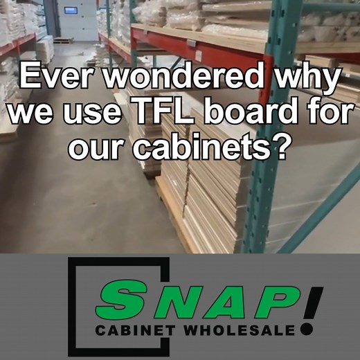 Here's why we use TFL board for our cabinets........... Like most professional Canadian cabinetmakers, we make our cabinet boxes out of TFL Board, not plywood. In the production of European style residential cabinets, advanced Canadian Thermally Fused Laminate Board is a superior product to plywood in almost every respect. This is especially true when compared to Asian import plywood which is poor quality, environmentally questionable and very susceptible to humidity changes. Canada makes the mo