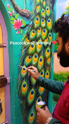 39K views · 1.3K reactions | Wall Painting for beginners,, contact - 9123305263 #fbreelsfypシ゚viralシ #sudipghoshart #fbreelsfypシ゚viral #vlog2024 #sudipartwork #fb #walldecor #vloglife #virals #vlogger #wallart #wallpainting #peacock #drawing #sketch | Sudip Ghosh Art | Facebook