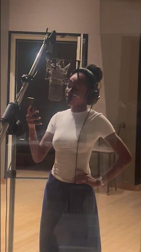 Lay Lay rapping in the studio