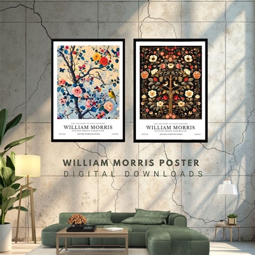 William Morris Botanical Prints, Vintage Cotton Floral Art Set (digital Download) - Etsy