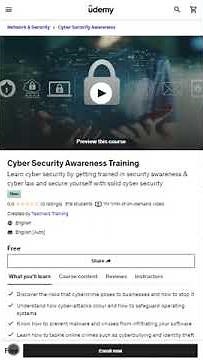 Udemy Free Courses | Cyber Security Awareness Training