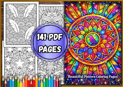 Pattern Coloring Book – 141 Floral & Abstract Pages (PDF Download) - Etsy