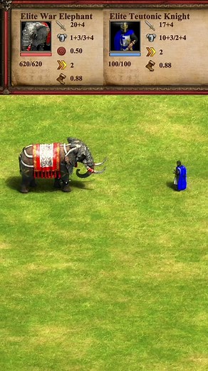 Elite War Elephant vs Elite Teutonic Knight Battle in Age of Empires 2