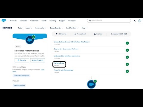 Navigate Setup | Salesforce Platform Basics | Trailhead | Salesforce | Virtual Internship