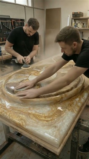 Golden Marble Table l DIY Statisfying #resinart #epoxyresin #satisfying #furnituredesign