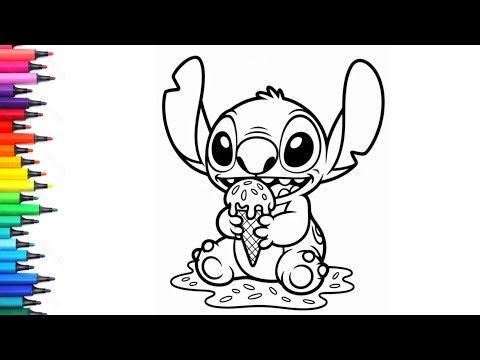 Stitch Eating ice cream dibujo Drawing, Painting & Coloring For Kids and Toddlers_ Child Art