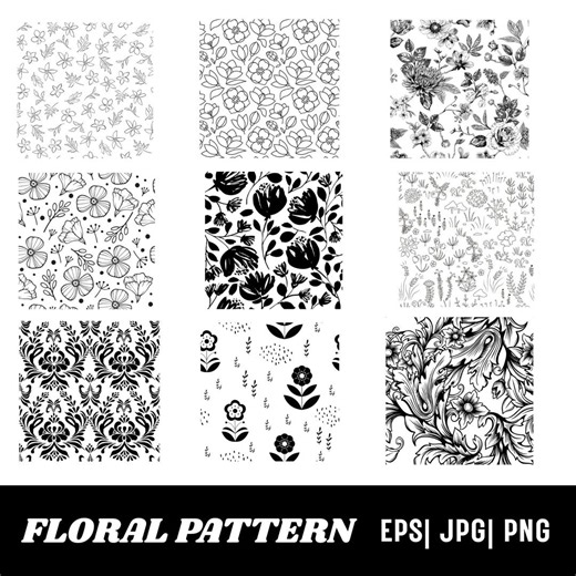 Floral Seamless Pattern SVG Bundle | Cricut & Silhouette Cut Files - Etsy