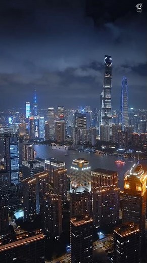Shanghai City Drone View 2025 | Futuristic Skyline at Night. #shanghai #travel