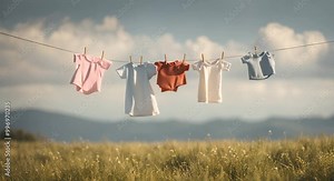 clothes drying on a rope