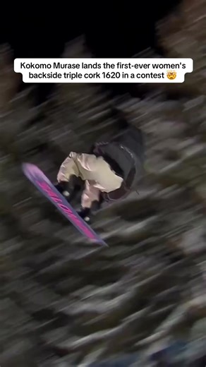 Kokomo Murase makes it look easyyyyyy 👑🥇 At X Games Big Air, the snowboarder landed the first women’s backside triple cork 1620 in contest history and scored a massive 96.66 to secure the gold medal. That move, previously unseen in women’s competition, is now officially part of the sport’s evolution. From winning her first #XGames gold at age 14 to putting new tricks in the history books, she keeps pushing the limits and inspiring the next generation.