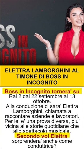 Elettra Lamborghini Boss In Incognito