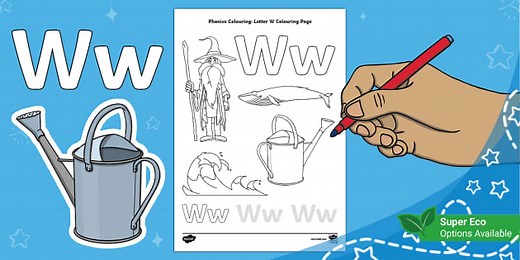 Phonics Colouring: Letter W Colouring Page