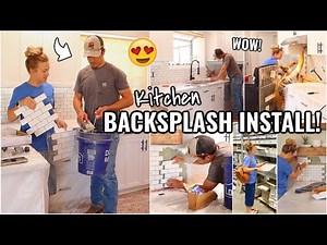 KITCHEN TILE BACKSPLASH!!😍 KITCHEN MAKEOVER PART 3 | RENOVATION HOUSE PROJECTS & INSTALLATION