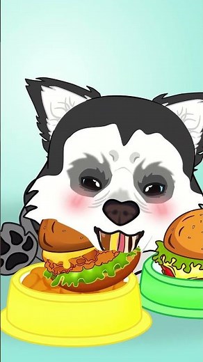 Husky animation 😍 #animation #puppy #eating